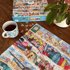 Gibsons 1000 Piece Jigsaw Puzzle: Deckchairs and Donkeys | Seaside Nostalgia