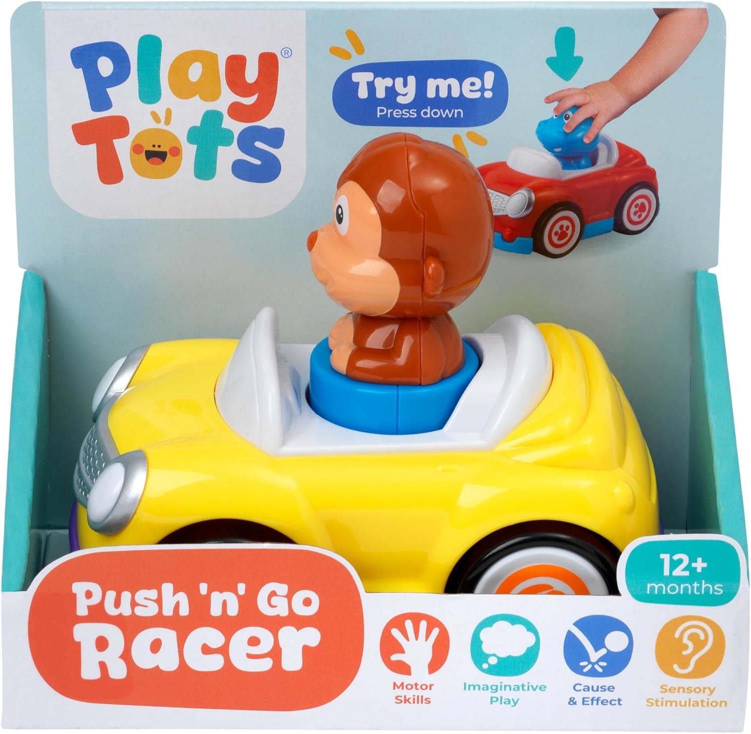 Play Tots - Push & Go Racer | Press the animal and watch the racer zoom! Encourages crawling and first steps | Baby and Toddler Toys
