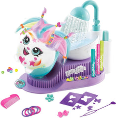 Airbrush Plush Hair’iffic Salon – Ultimate Custom Plush Makeover Kit with Battery Powered Airbrush, Washable Chalk Pens, Salon Shower, 120+ Stencils & 20+ Hair Accessories