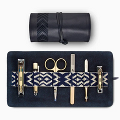 Gaucho Grooming Roll, Navy Blue - Blue Tonal / Black & Cream / Included
