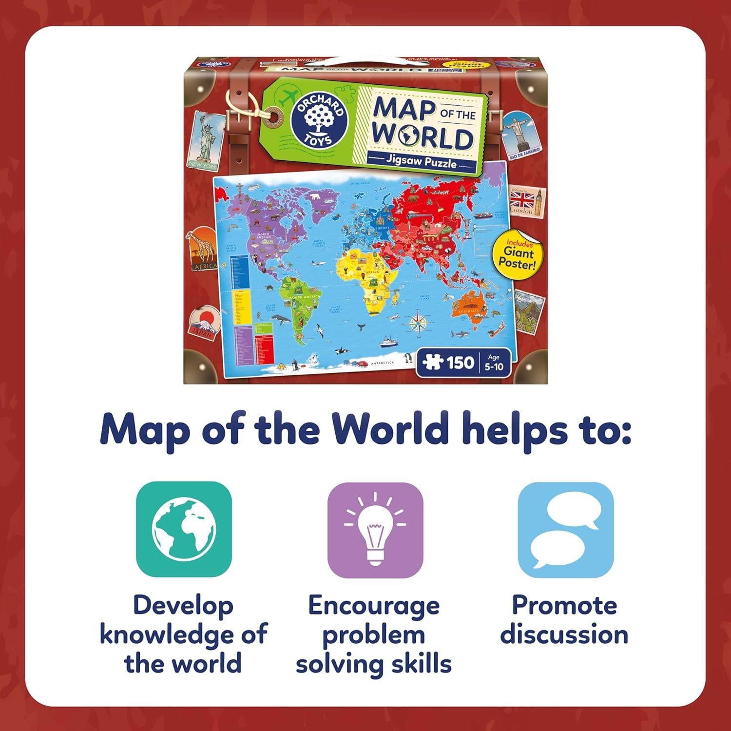 Orchard Toys Map of the World Jigsaw Puzzle, Educational.