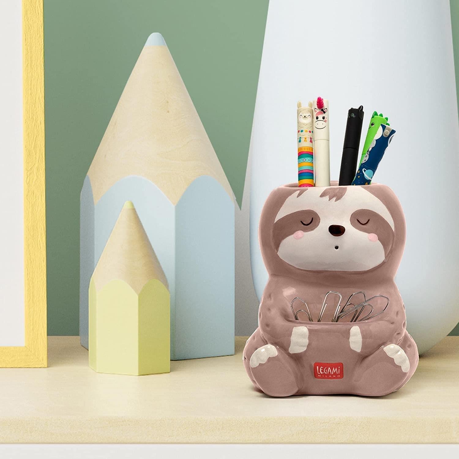 CERAMIC PEN HOLDER - DESK FRIENDS - SLOTH