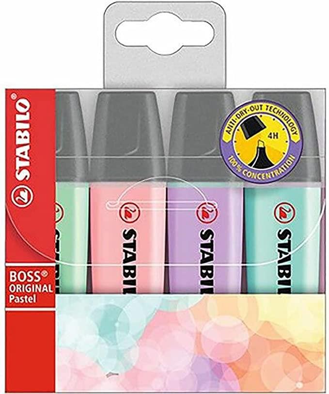 STABILO BOSS ORIGINAL PASTEL HIGHLIGHTER PACK OF 4