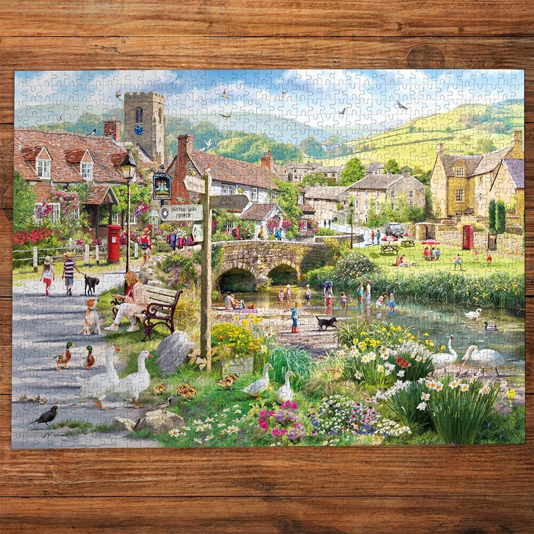 Gibsons Puddle Ducks & Paddling 1000 Piece Jigsaw Puzzle Nostalgic Beautiful Colourful Artwork Sustainable Puzzle