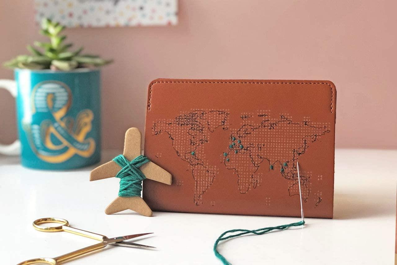 Stitch Passport Cover - Brown