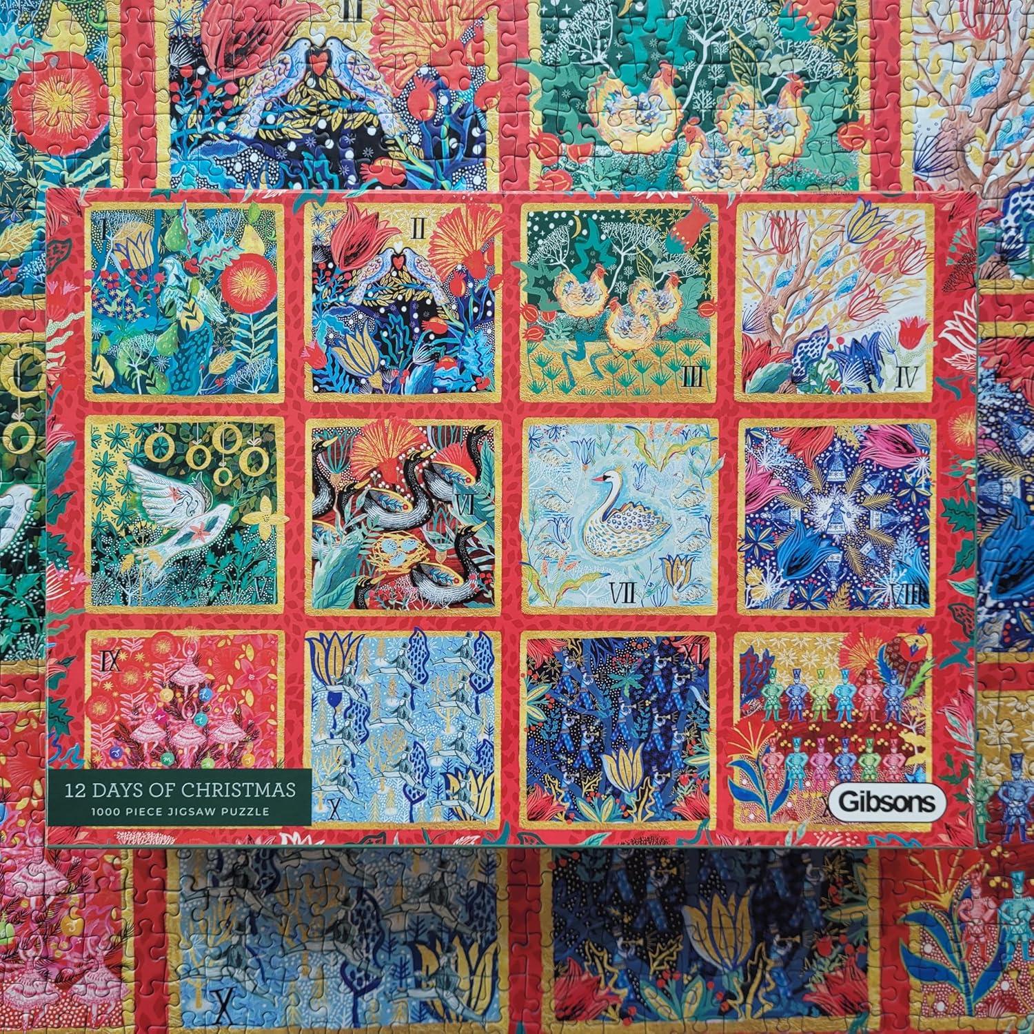 Gibsons 12 Days of Christmas 1000 Piece Jigsaw Puzzle | Classic Carol Modern Puzzle | Sustainable Jigsaw