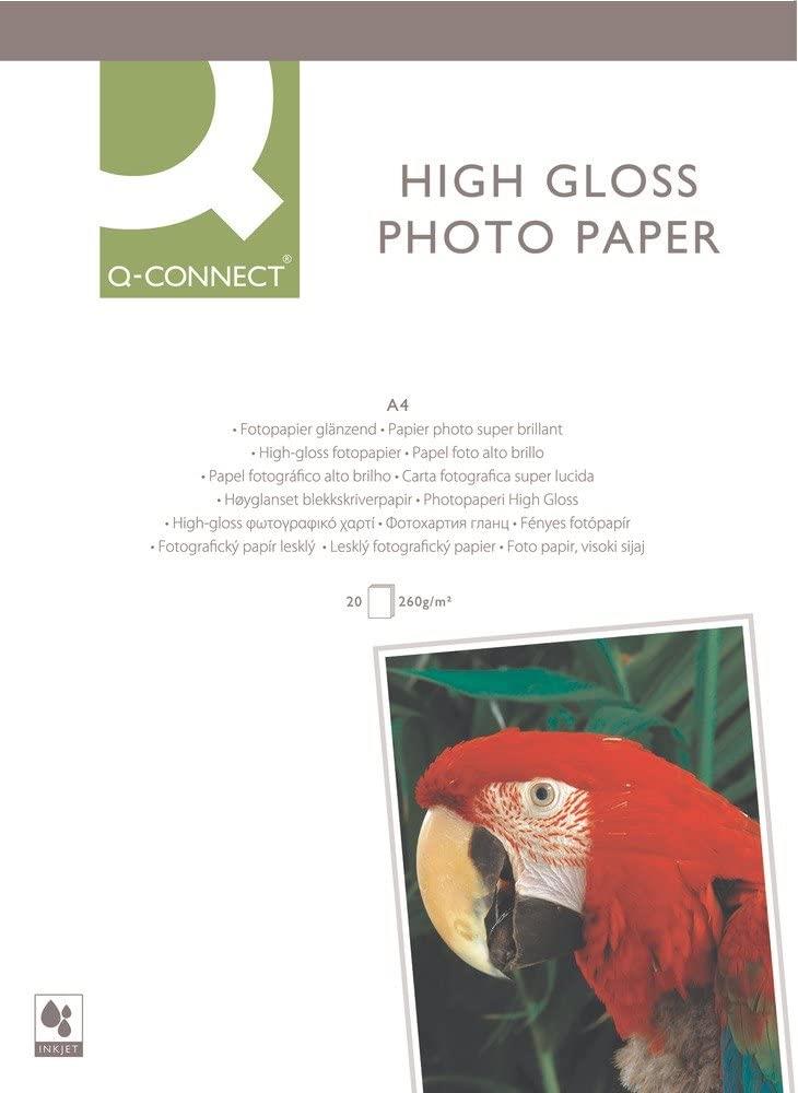 Q Connect 260gsm A4 High Gloss Photo Paper - White - Pack Of 20
