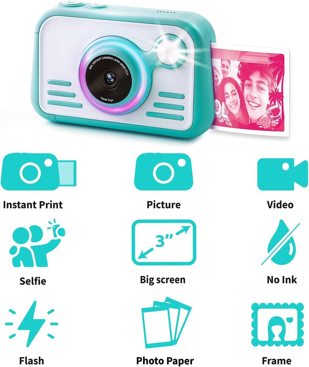 Photo Creator Instant Print Camera 2.0 – Real Photo Paper, 3″ Touchscreen & Built-In Flash with Ring Light – Print Instantly with No Ink Needed – Includes 100 Photos, SD Card & More, Ages 6+
