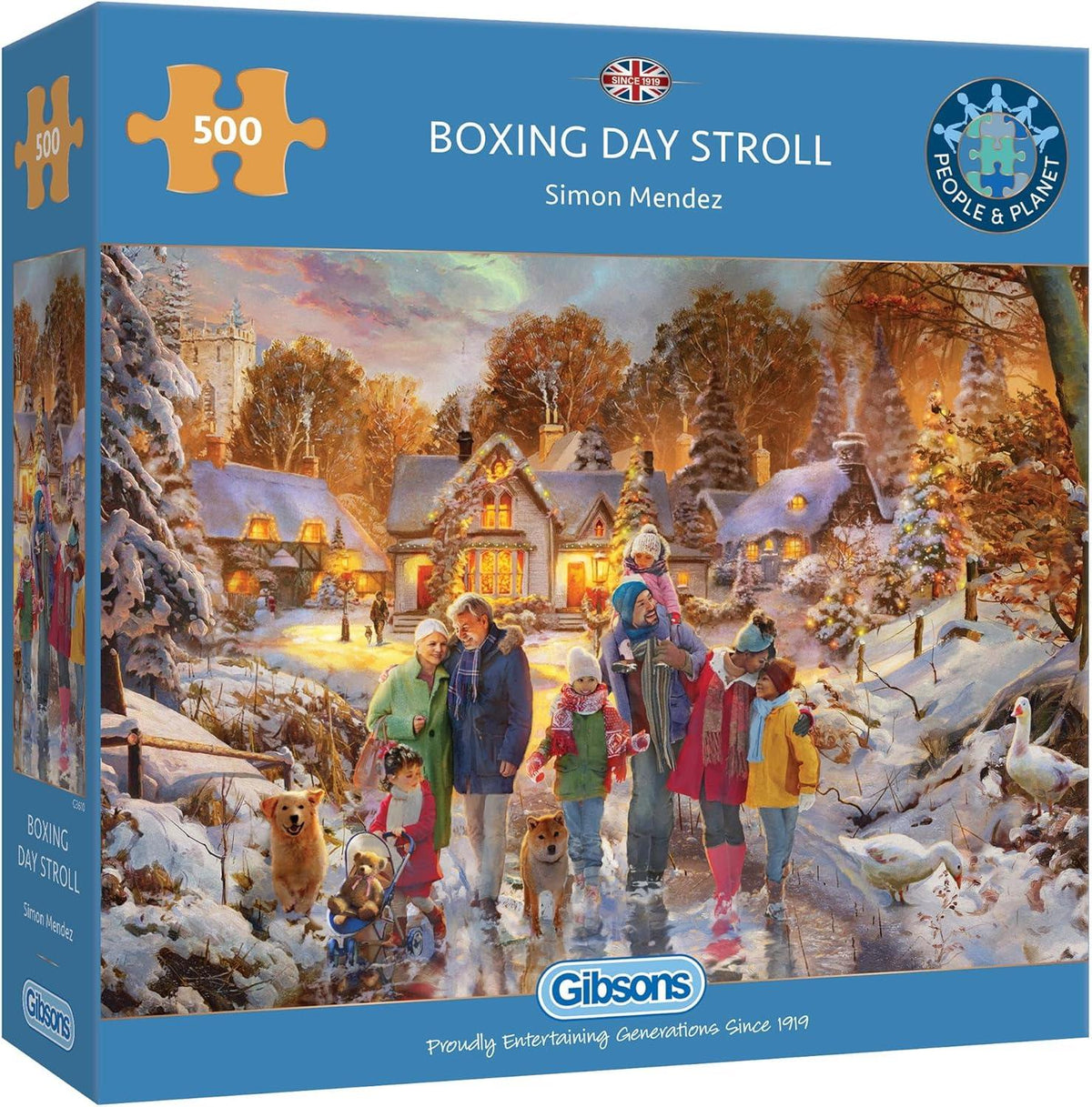 Gibsons Boxing Day Stroll 500 Piece Jigsaw Puzzle Christmas Jigsaw Sustainable Puzzle for Adults Teens