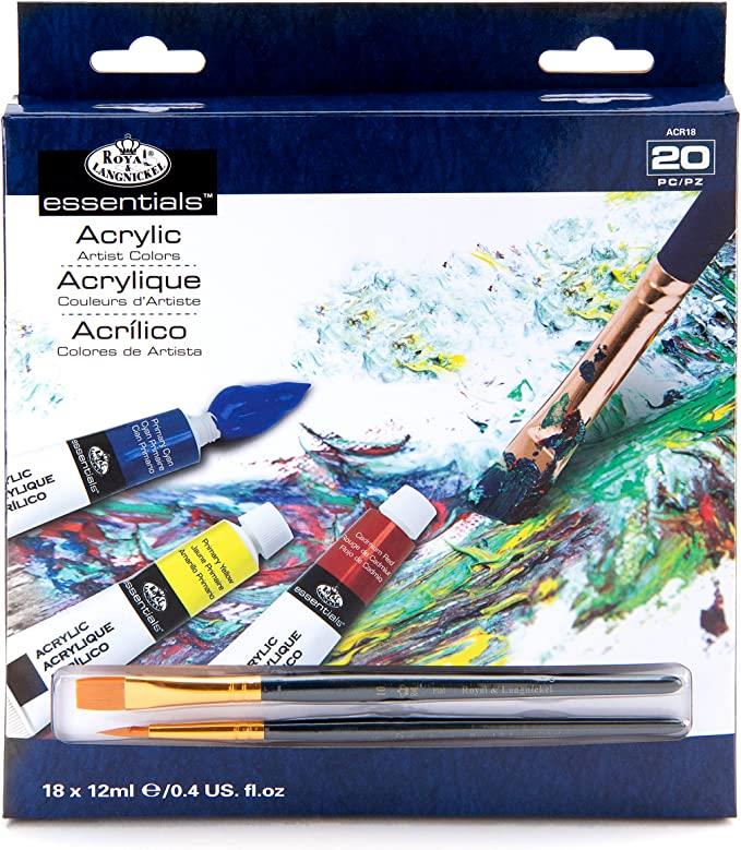 12ML ACRYLIC PAINT 18 PACK WITH BRUSHES