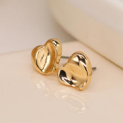 FAUX GOLD WAVY HEART STUDS