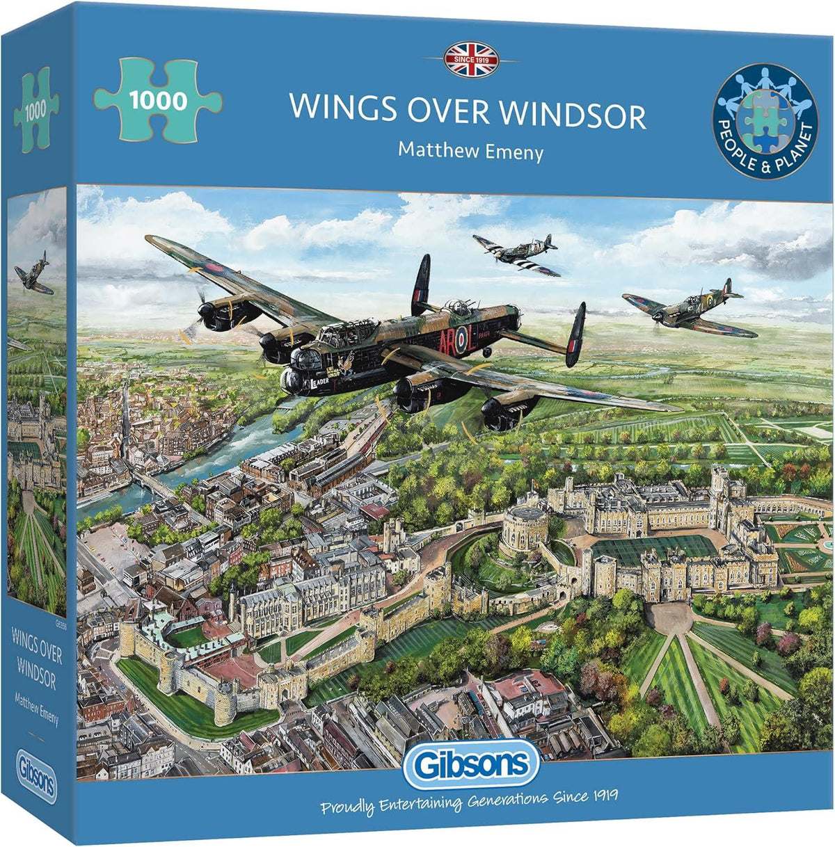 Gibsons Wings Over Windsor 1000 Piece Jigsaw Puzzle Military Warplanes Artwork Sustainable Jigsaw Puzzle for Adults Teens | Premium 100% Recycled Board | Great Gift | Gibsons Games