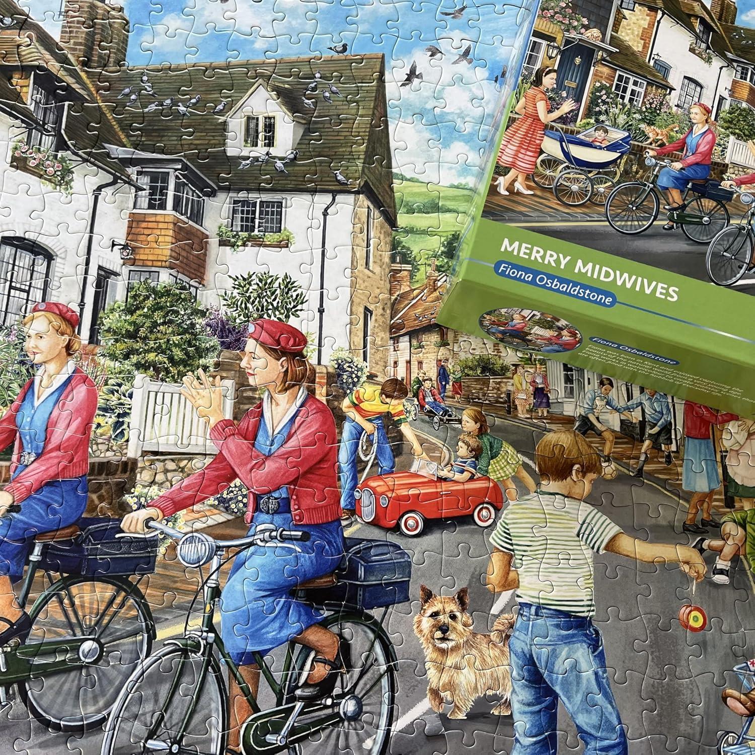 Merry Midwives Extra Large | 500XL Piece Jigsaw Puzzle | Village Nostalgia Puzzle | Extra Large Piece Jigsaw Puzzle