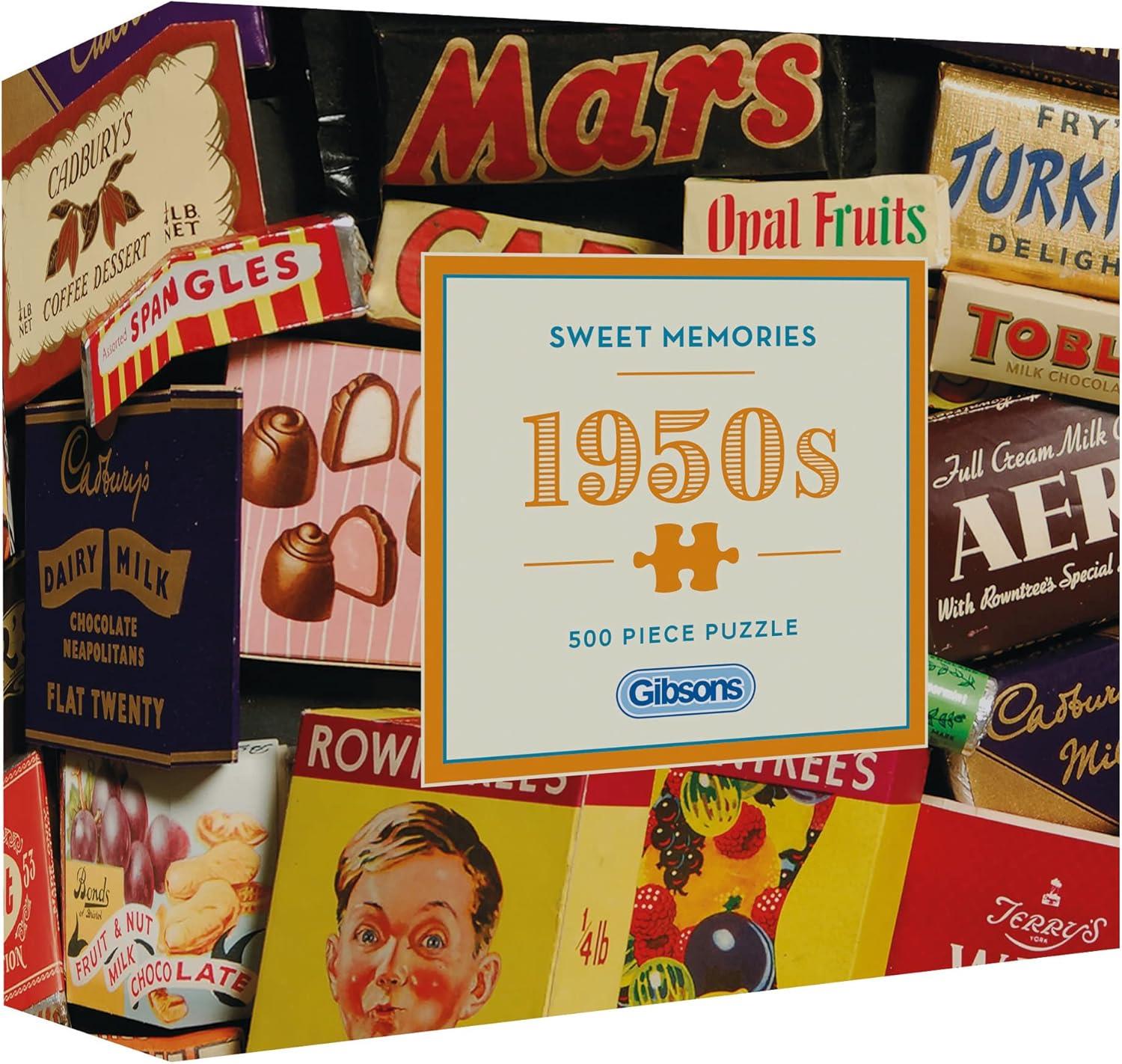 Sweet Memories of the 1950s | 500 Piece Gift Puzzle | Vintage Sweets & Chocolate | Sustainable Jigsaw Puzzle