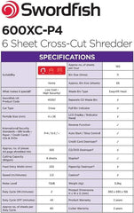 SHREDDER 600XC P4 CROSS CUT 6 SHEET