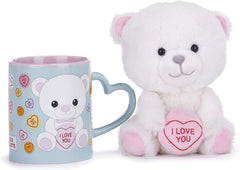 LOVE HEARTS I LOVE YOU BEAR MUG AND PLUSH GIFT SET