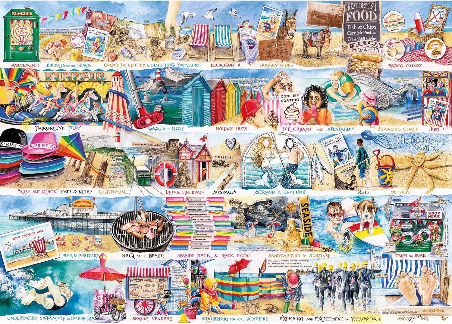 Gibsons 1000 Piece Jigsaw Puzzle: Deckchairs and Donkeys | Seaside Nostalgia