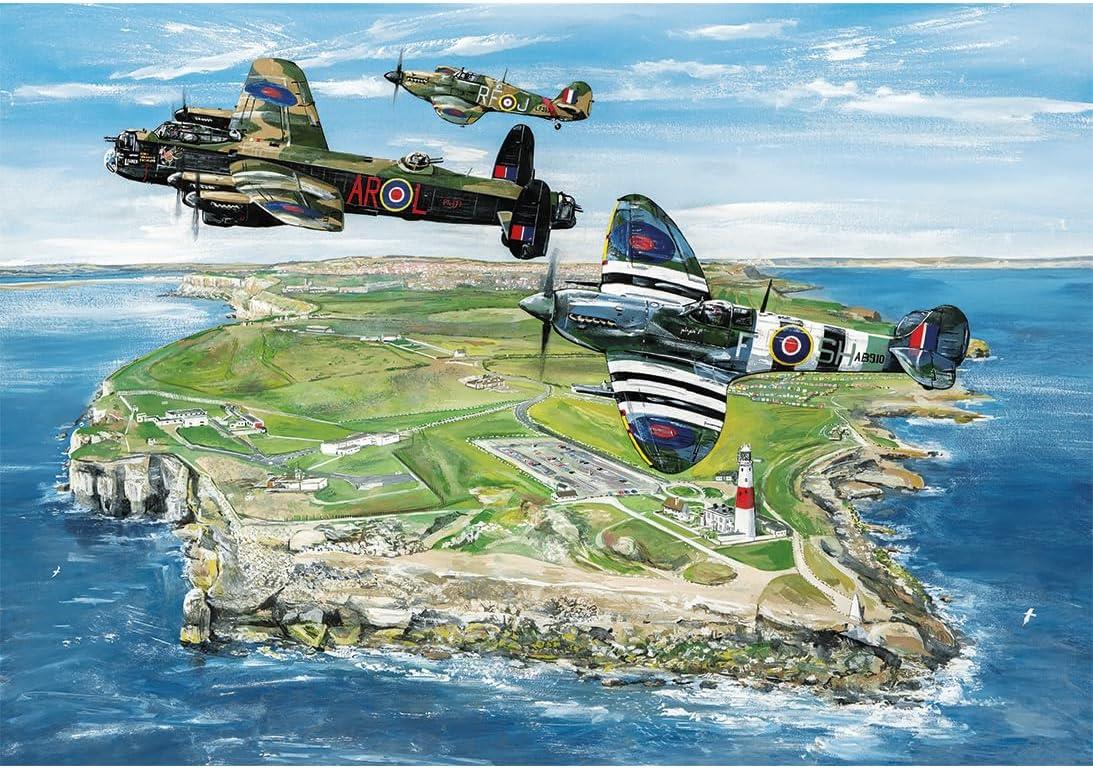 Gibsons Wings Over Portland 500 Piece Jigsaw Puzzle Military History War Planes Artwork Sustainable Jigsaw