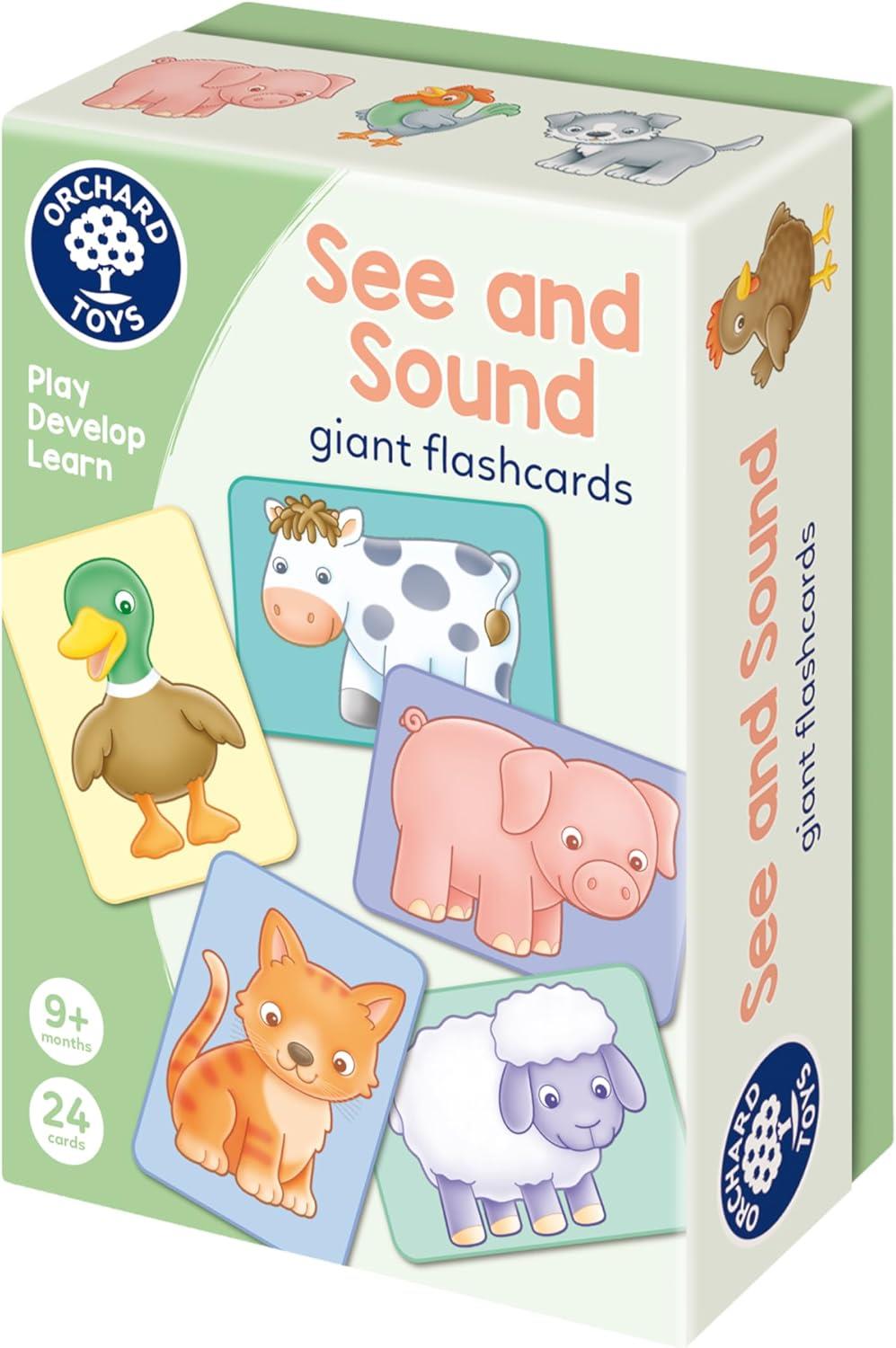 Orchard Toys See and Sound Giant Flashcards for Babies and Toddlers 9 months+ Educational Animal Farm Activity and Learning Game