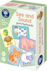 Orchard Toys See and Sound Giant Flashcards for Babies and Toddlers 9 months+ Educational Animal Farm Activity and Learning Game