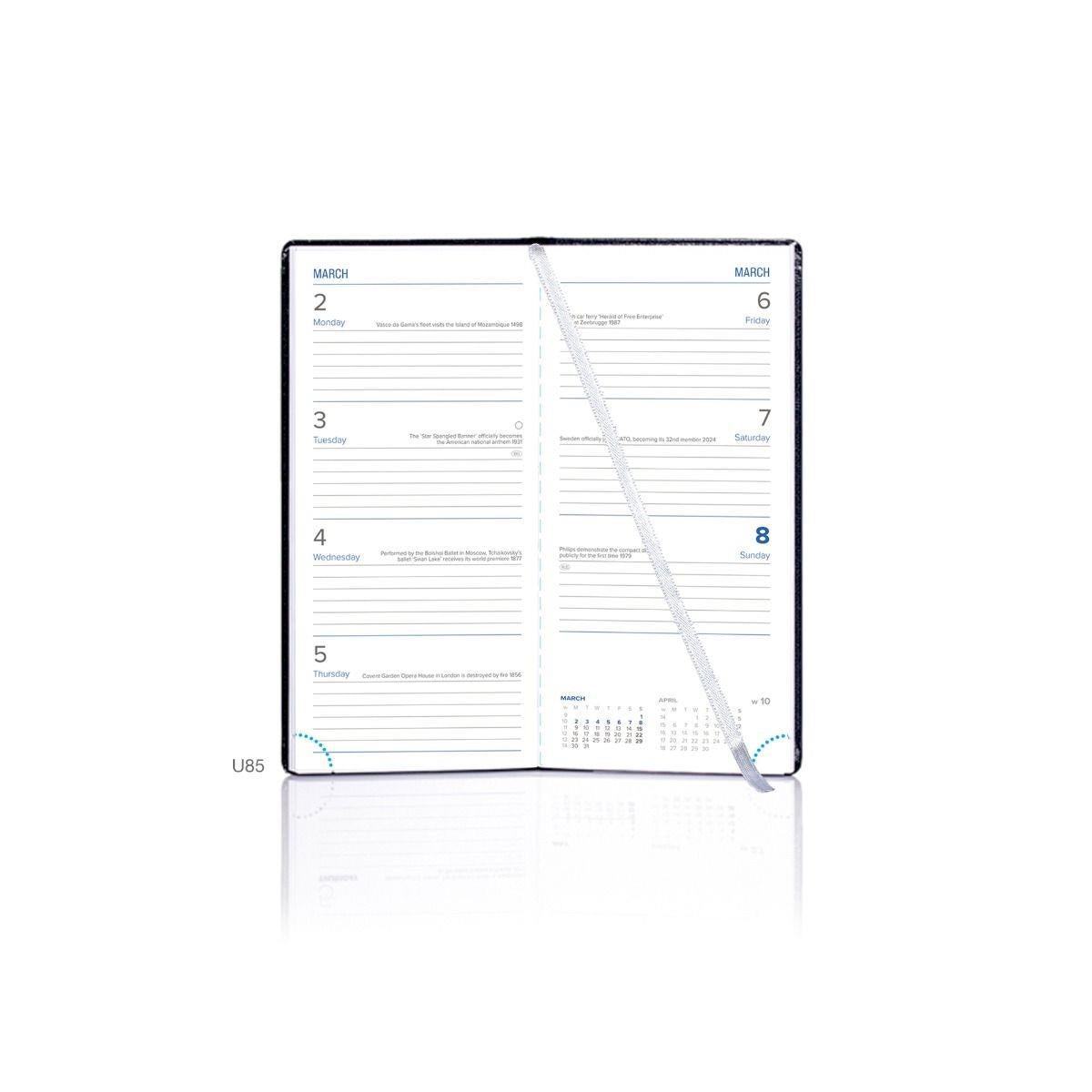 Pocket Weekly Portrait White Paper Colombia De Luxe Black