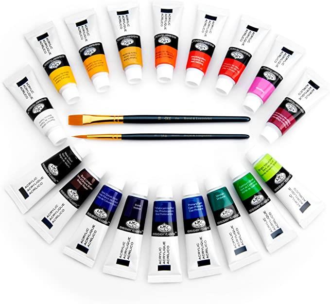 12ML ACRYLIC PAINT 18 PACK WITH BRUSHES
