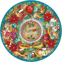 Gibsons Seasons Greetings 500 Piece Circular Jigsaw Puzzle  Challenging Christmas Wreath Design Festive
